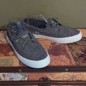 Sperry Gray Suede Boat Shoes with White Sole